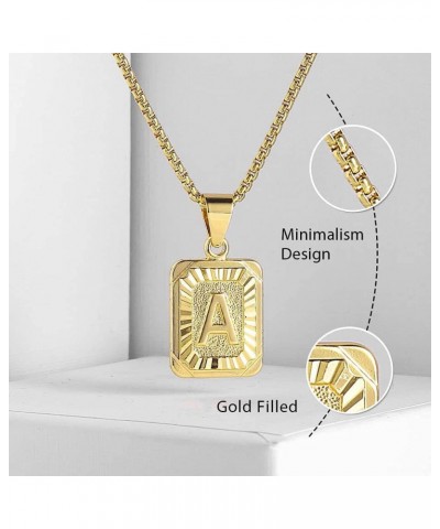 Stainless Steel Initial Letter Pendant Necklace A-Z Capital Letter Box Chain Monogram Necklace for Men Women 18inch Gold Y go...