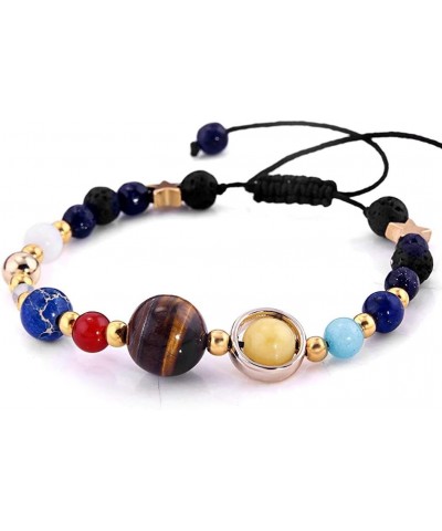 Handmade Galaxy Solar System Bracelet Universe Eight Planets Star Natural Stone Beads Bracelets Bangles $8.69 Bracelets