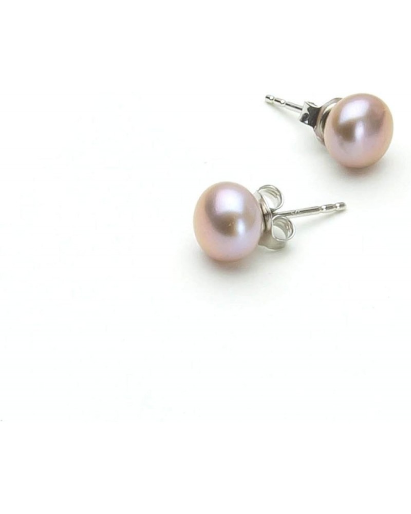 HinsonGayle Handpicked 7.5-8mm Button Shaped Freshwater Cultured Pearl Stud Earrings Sterling Silver lavender $52.00 Earrings