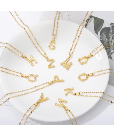 Gold Stainless Steel Initial Letter Necklace for Women Dainty Bamboo Alphabet Pendant Charms H $8.83 Necklaces