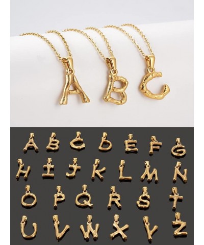 Gold Stainless Steel Initial Letter Necklace for Women Dainty Bamboo Alphabet Pendant Charms H $8.83 Necklaces