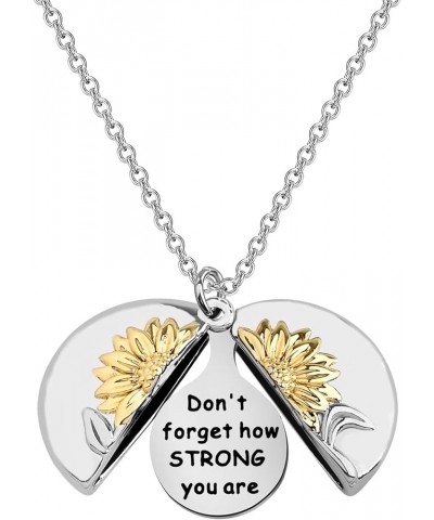 Don't Forget How Strong You Are Sunflower Locket Necklace Elephant Lovers Gift Inspirational Gift for Friend Graduate Don't f...