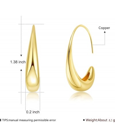 Lightweight Teardrop Hoop Earrings for Women 18k White Gold/Gold Plated Large Oval Hoop Earrings High Polished Statement Hoop...