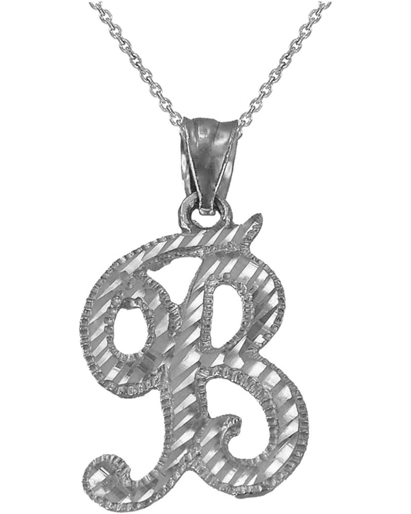 Sterling Silver Sparkle-Cut Letter Initial Script Necklace 16.0 Inches Letter B $20.67 Necklaces