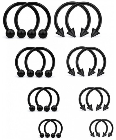 16PCS 16G Multiple Different Sizes Horseshoe Barbell Surgical Steel Nose Septum Rings Hoop Daith Earring Eyebrow Helix Vertic...