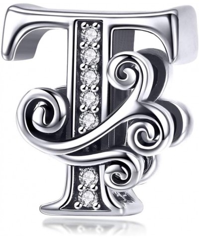 925 Sterling Silver Letter Charms for Pandora Bracelets Alphabet Initial Beads Jewelry Gift for Women Letter T-To be yours. $...