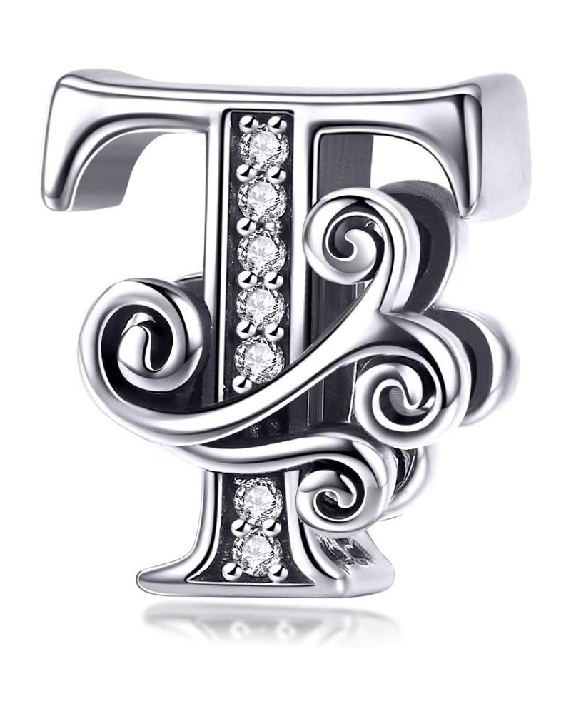 925 Sterling Silver Letter Charms for Pandora Bracelets Alphabet Initial Beads Jewelry Gift for Women Letter T-To be yours. $...