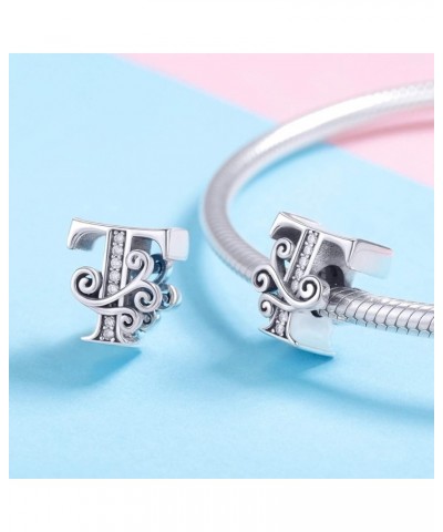 925 Sterling Silver Letter Charms for Pandora Bracelets Alphabet Initial Beads Jewelry Gift for Women Letter T-To be yours. $...