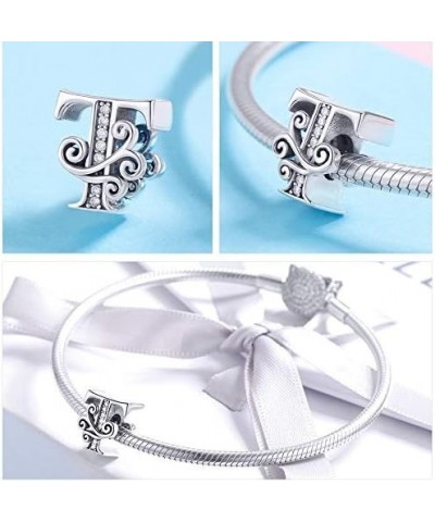 925 Sterling Silver Letter Charms for Pandora Bracelets Alphabet Initial Beads Jewelry Gift for Women Letter T-To be yours. $...