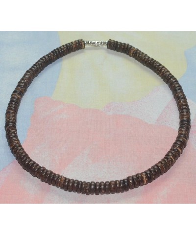 Mens and Womens Summer Beach Surfer Necklace From the Philippines, Dark Brown Coconut Beads 20 Inches $7.77 Necklaces