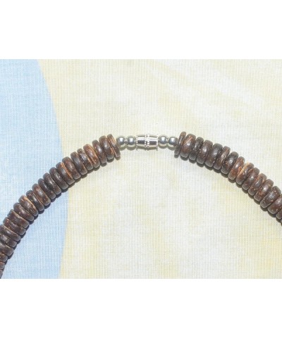 Mens and Womens Summer Beach Surfer Necklace From the Philippines, Dark Brown Coconut Beads 20 Inches $7.77 Necklaces