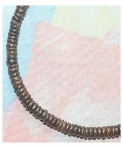 Mens and Womens Summer Beach Surfer Necklace From the Philippines, Dark Brown Coconut Beads 20 Inches $7.77 Necklaces