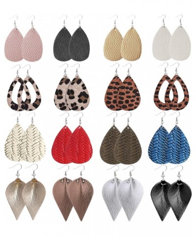 16 Pairs Leather Earrings for Women Teardrop Leaf Leopard Print Drop Earrings Lightweight Dangle Earrings Set color 2 $10.50 ...