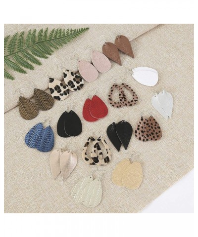 16 Pairs Leather Earrings for Women Teardrop Leaf Leopard Print Drop Earrings Lightweight Dangle Earrings Set color 2 $10.50 ...