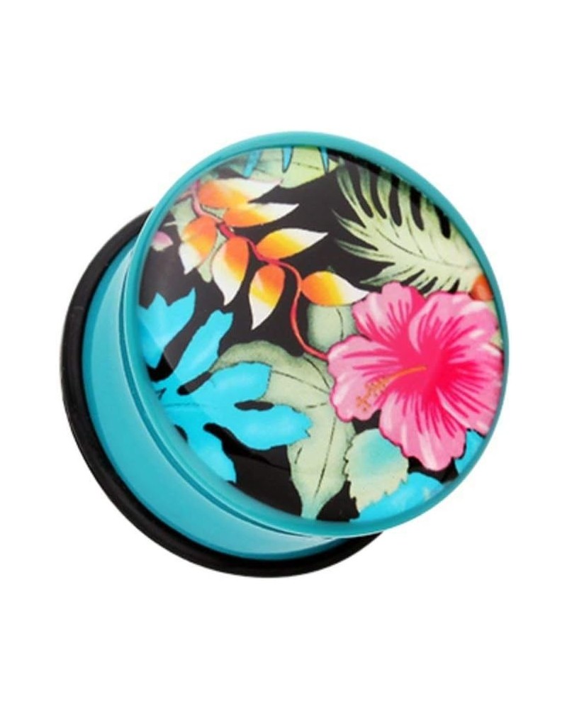 Hawaii Luau Flower Single Flared Ear Gauge Plug 7/8" (22mm) $12.75 Body Jewelry