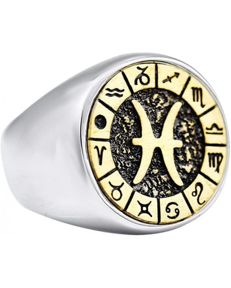 Unisex Stainless Steel Simple 12 Constellation Zodiac Signet Ring Horoscope Astrology Silver Gold Pisces $8.79 Others