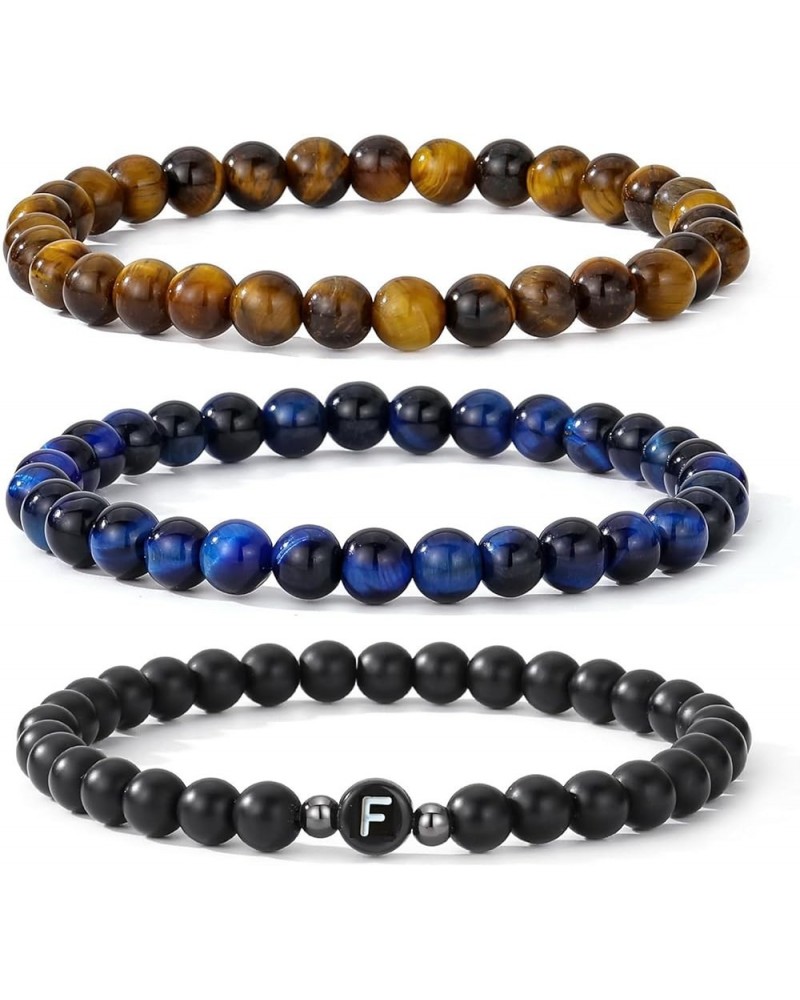 Letter Beads Bracelets for Women Men Friendship Initial Bracelet Sets Gifts for Him Her Tiger Eye Blue&Brown&Letter F $8.54 B...