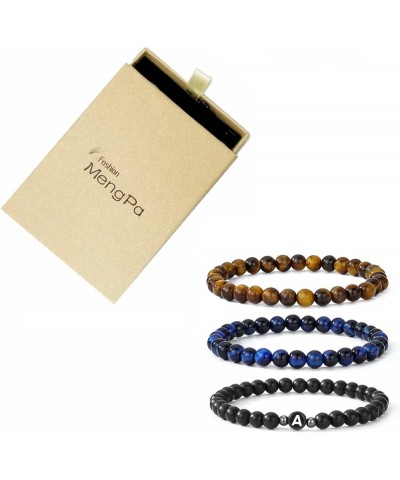 Letter Beads Bracelets for Women Men Friendship Initial Bracelet Sets Gifts for Him Her Tiger Eye Blue&Brown&Letter F $8.54 B...