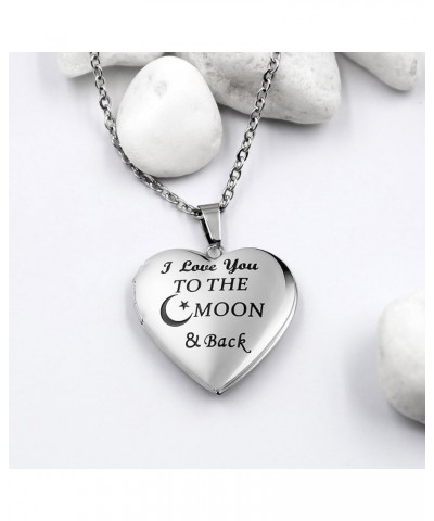 Heart Locket Necklace for Girls Silver Lockets for Women as Birthday Presents with Engraved Text Photo Locket that Holds Pict...