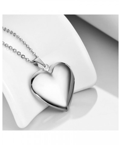 Heart Locket Necklace for Girls Silver Lockets for Women as Birthday Presents with Engraved Text Photo Locket that Holds Pict...