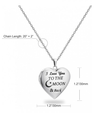 Heart Locket Necklace for Girls Silver Lockets for Women as Birthday Presents with Engraved Text Photo Locket that Holds Pict...