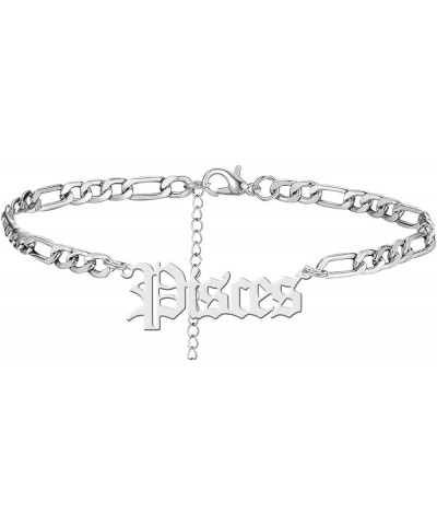 Zodiac Bracelet for Women Stainless Steel Bracelets for Women Old English Zodiac Letter Bracelet for Women Christmas Gift for...