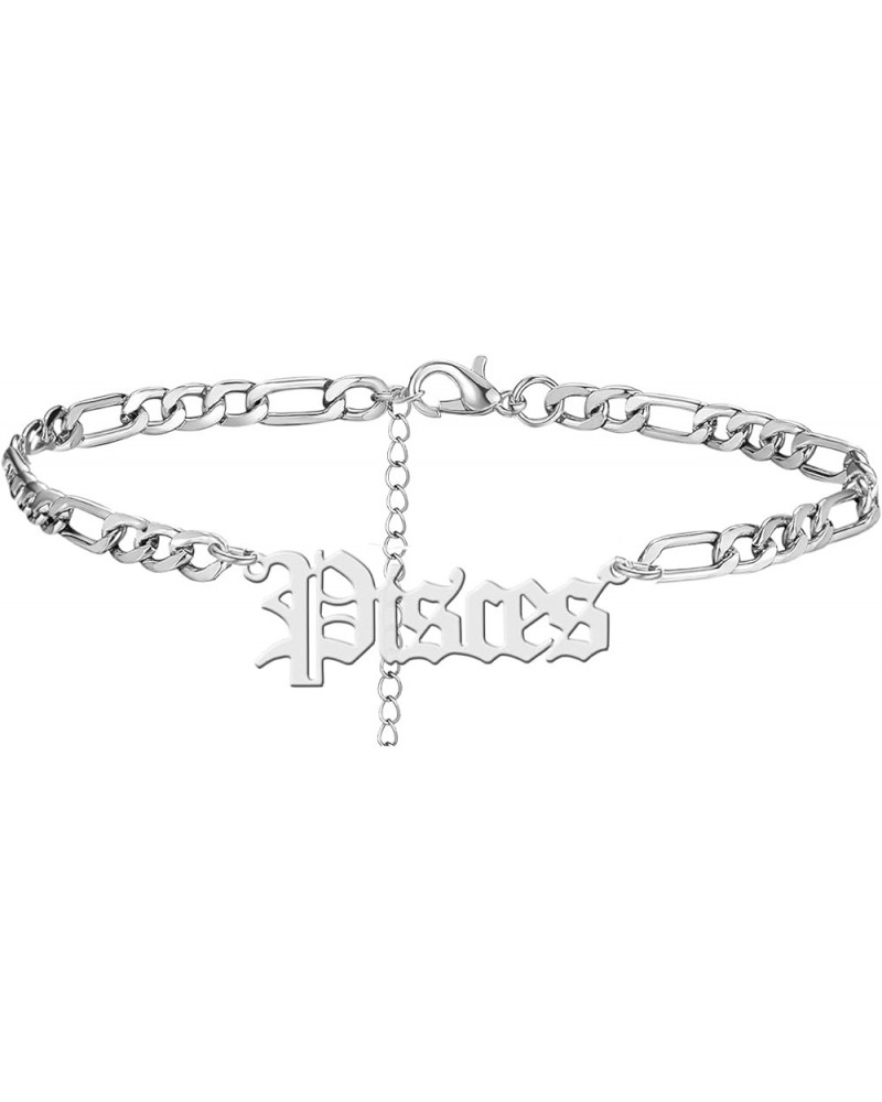 Zodiac Bracelet for Women Stainless Steel Bracelets for Women Old English Zodiac Letter Bracelet for Women Christmas Gift for...