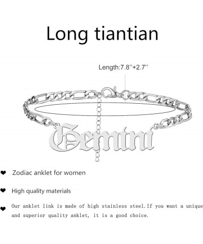 Zodiac Bracelet for Women Stainless Steel Bracelets for Women Old English Zodiac Letter Bracelet for Women Christmas Gift for...