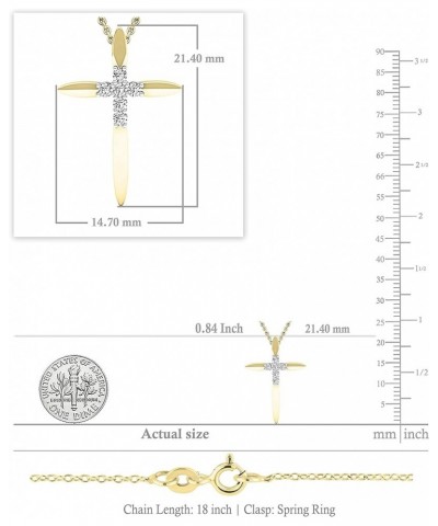 Round White Diamond Elegant Cross Pendant with 18 inch Chain for Women (Color I-J, Clarity I1-I3) in Gold 10K: Metal Stamp 0....