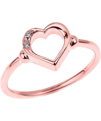 10K Rose Gold Diamond Accented Open Heart Ring with Pavé Set Gems (J-K Color, I1-I2 Clarity) $67.37 Rings