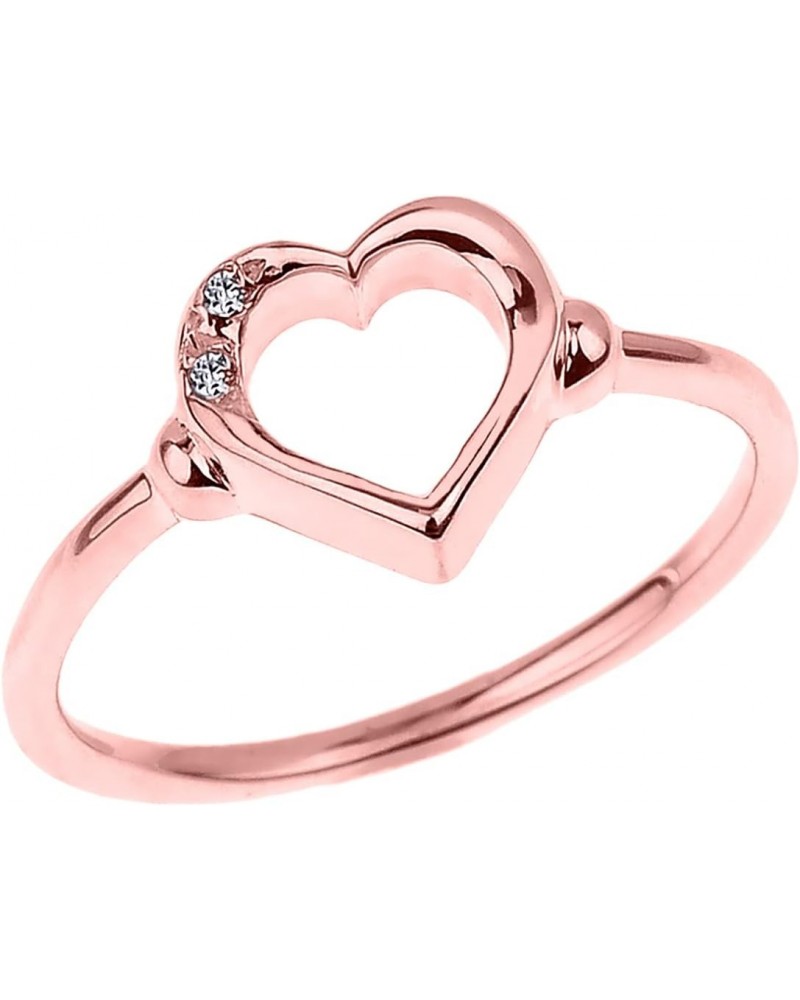 10K Rose Gold Diamond Accented Open Heart Ring with Pavé Set Gems (J-K Color, I1-I2 Clarity) $67.37 Rings