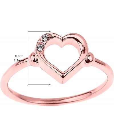 10K Rose Gold Diamond Accented Open Heart Ring with Pavé Set Gems (J-K Color, I1-I2 Clarity) $67.37 Rings