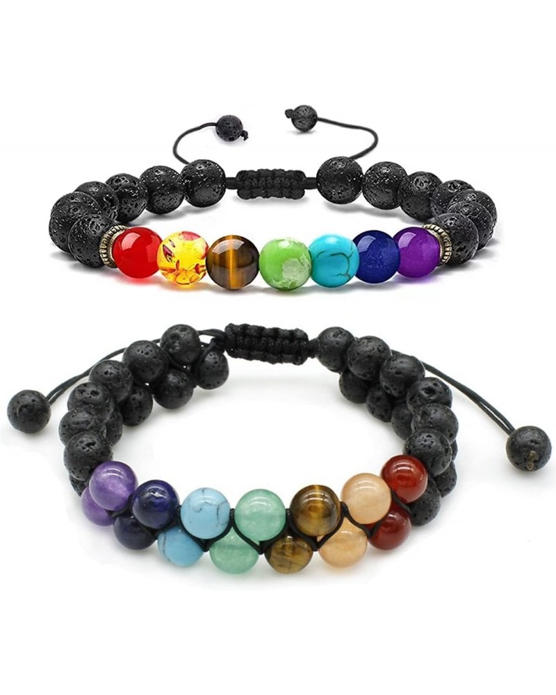 7 Chakras Healing Crystals Bracelet Lava Stone Essential Oil Gemstone Beaded Natural Stone Bracelet Black Lava Rock Bracelet ...