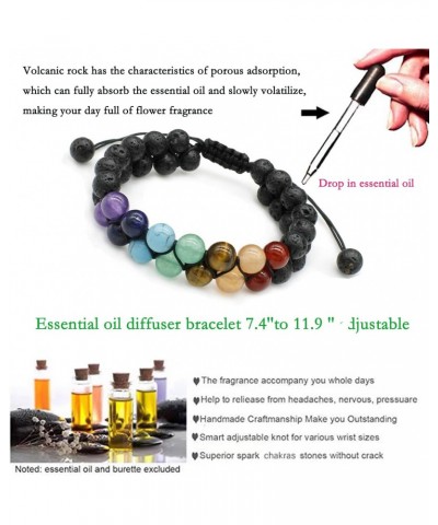 7 Chakras Healing Crystals Bracelet Lava Stone Essential Oil Gemstone Beaded Natural Stone Bracelet Black Lava Rock Bracelet ...