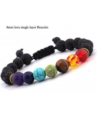 7 Chakras Healing Crystals Bracelet Lava Stone Essential Oil Gemstone Beaded Natural Stone Bracelet Black Lava Rock Bracelet ...