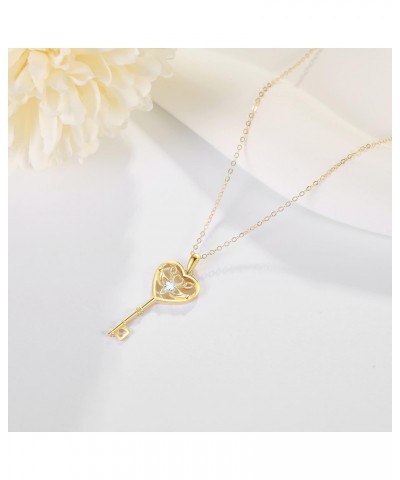 14k Real Gold Irish Claddagh Key Necklaces For Women Celtic Knot Trinity Key Necklace Jewelry Gifts For Girls Lover $101.00 N...