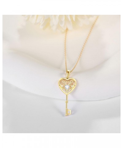 14k Real Gold Irish Claddagh Key Necklaces For Women Celtic Knot Trinity Key Necklace Jewelry Gifts For Girls Lover $101.00 N...