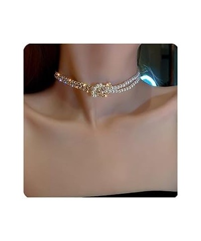 Rhinestone Pearl Gold Sexy Choker Necklaces Crystal Rhinestone Choker Necklace Sparkly Short Necklace Jewelry for Women and G...