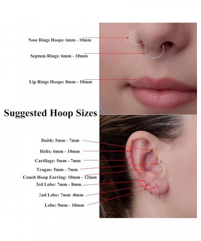 14G 16G 18G 20G Nose Ring Hoop Stainless Steel Hinged Segment Ring Hoop Nose Clicker Ring Tragus Helix Cartilage Daith Rook E...