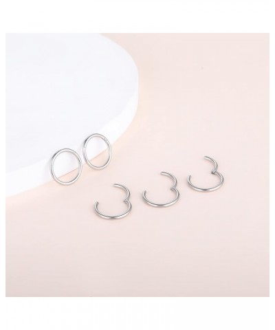 14G 16G 18G 20G Nose Ring Hoop Stainless Steel Hinged Segment Ring Hoop Nose Clicker Ring Tragus Helix Cartilage Daith Rook E...