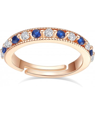 Blue White Cubic Zirconia Pave Set Fashion Eternity Rings Adjustable Wrap Open Rings for Women Girl, Rose Gold Plated $10.79 ...