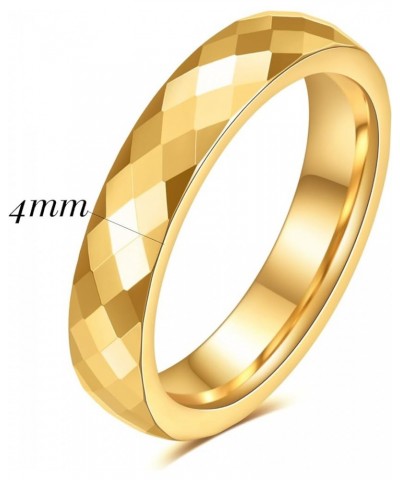 4mm/6mm Gold Tungsten Faceted Ring for Men Women Couple Rings Bands Comfort Fit Engagement Wedding Bands Size 5-12 5 Gold-4mm...