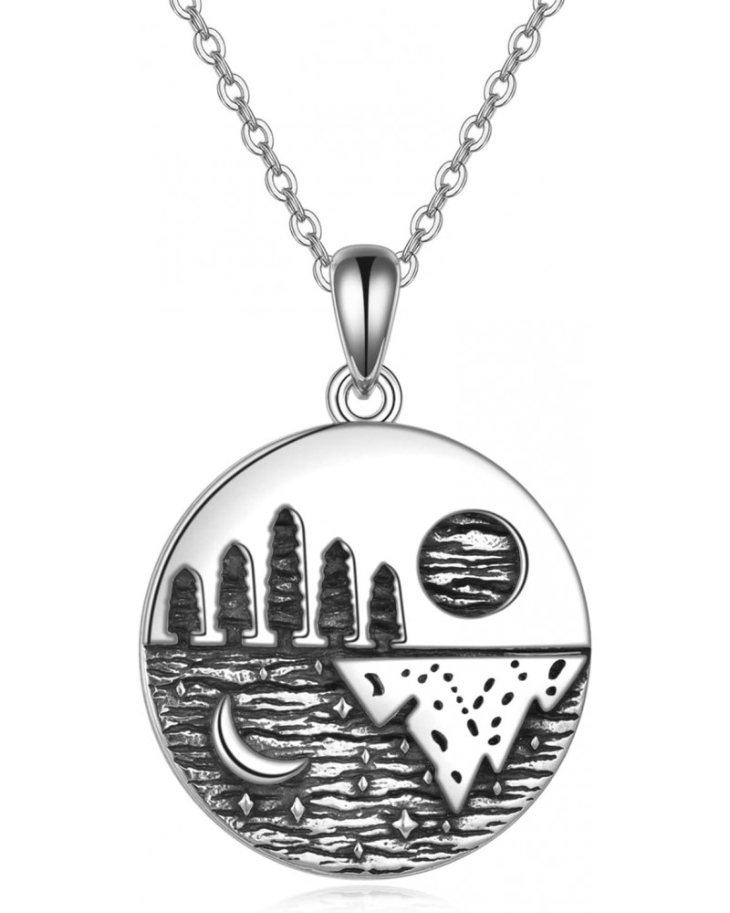 Mountain Necklace Sterling Silver Nature Pendant Necklace Forest Mountain Jewelry Nature Gift for Nature Lovers $8.47 Necklaces