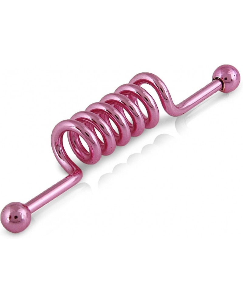 Anodized Steel Industrial Barbell 14g (Pink) $10.79 Body Jewelry