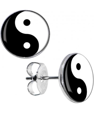 Stainless Steel 2-tone Yin Yang Symbol Earrings Stud Gift Boxed Fashion Jewelry $8.07 Earrings