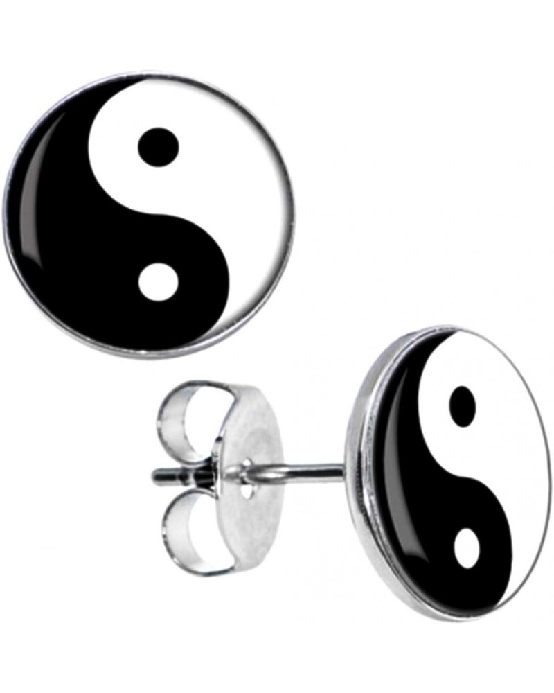 Stainless Steel 2-tone Yin Yang Symbol Earrings Stud Gift Boxed Fashion Jewelry $8.07 Earrings