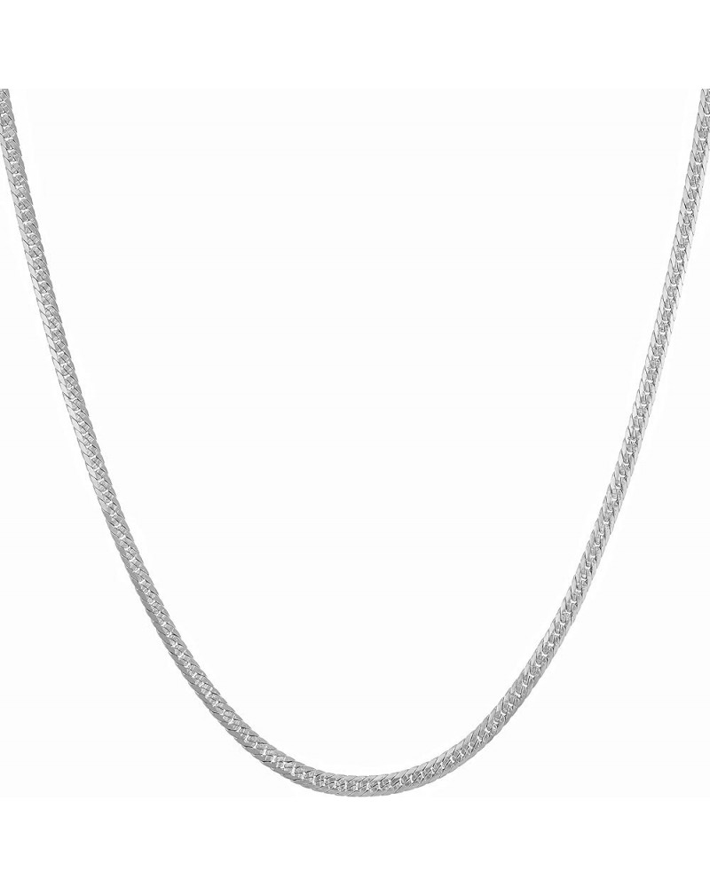 Crushed Herringbone Chain Necklaces for Women and Men 24k Gold Plated 30 inches 2mm White Gold $25.46 Necklaces