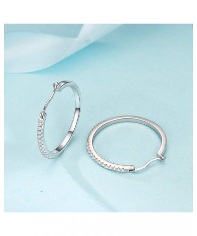 925 Sterling Silver Hoops Big Round Loops Earrings Paved Zircon Halo CZ Women Ear Jewelry 20 30 40mm Hoop Earring 20MM $10.80...