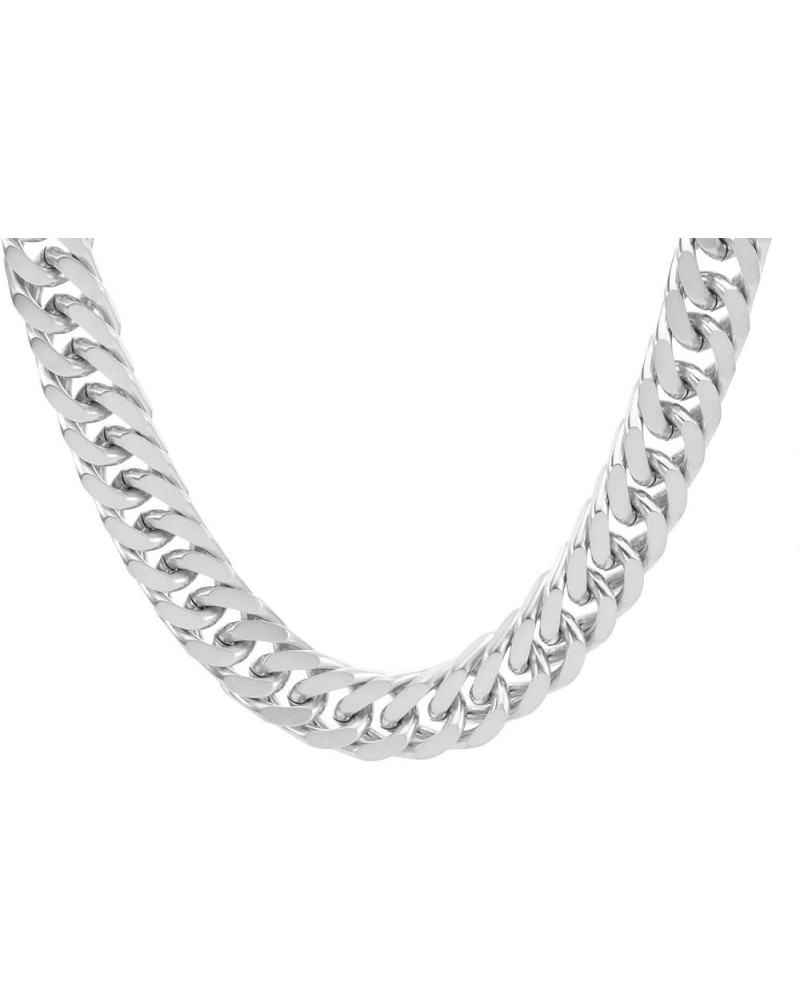 18K PVD Double Gold Plated Miami Double Weaving Cuban Link Chain Bracelets and Nekclaces 12mm-61cm Silver $15.18 Bracelets