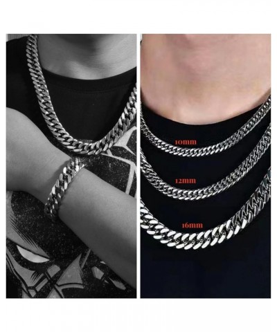 18K PVD Double Gold Plated Miami Double Weaving Cuban Link Chain Bracelets and Nekclaces 12mm-61cm Silver $15.18 Bracelets